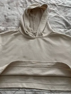 ALO Yoga Air Land Ocean Cream Short-Sleeve Cropped Hoodie sweatshirt, size M thumbnail 9