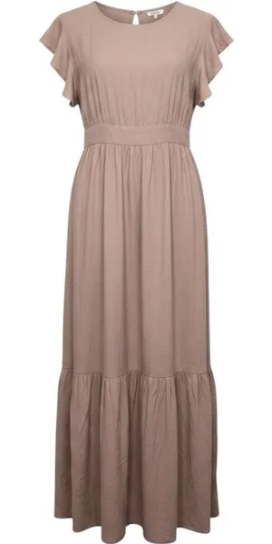 Cynthia Rowley Dusty Mauve Flutter Sleeve Maxi Dress Linen Prairie Demure Medium thumbnail 1