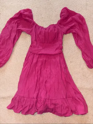 Fuchsia Puff Sleeve Mini Dress Pink thumbnail 1