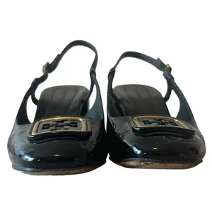 Tory Burch‎ Georgia Black Patent Slingback Block Heel Pumps Size 8.5 thumbnail 3