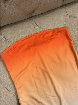 SHEIN brand Strapless Ombre Bodycon Maxi Dress - Orange to Navy thumbnail 3