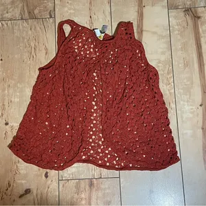 Mimi Chica - crochet tank top - women’s size small -‎ burnt/orange rust thumbnail 2