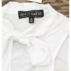 NWT Almost Famous Juniors Sleeveless Tie-Neck Tank Blouse Top White M thumbnail 7