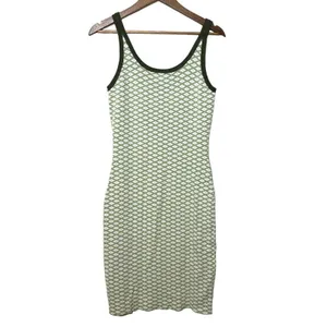 Cider Dress Knit Geometric Midi Sleeveless Green and White Tank Size Medium thumbnail 4