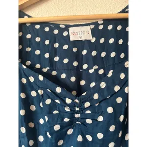 Compania Fantastica Spanish Navy White Polka Dot Indie Mini Dress Size Medium thumbnail 8