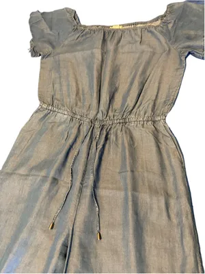Appraisal Off-The-Shoulder Denim-Look Lyocell Jumpsuit Size M (19” PTP) thumbnail 9
