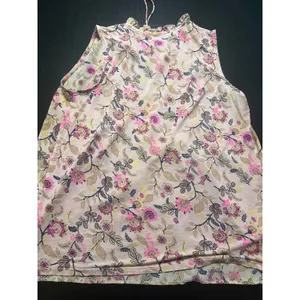 LOFT Womens‎ Large Floral Sleeveless Ruffle Neck Tie Blouse Pink Yellow thumbnail 5