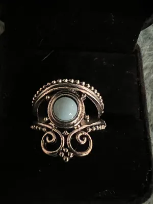 Women’s Stainless Steel Silver Faux Turquoise Ring Size 7 thumbnail 2