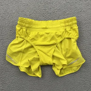 Lululemon Hotty Hot Shorts Low Rise 4" Sonic Yellow Athletic Athleisure Women 6 thumbnail 3