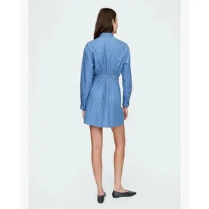Gap blue medium wash denim fit and flare Y2K mini shirt dress thumbnail 3