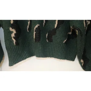 Lumière Green Leopard Print Knit Crewneck Sweater thumbnail 4
