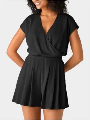 Size M Halara V Neck Short Sleeve Pocket Waffle Casual Romper thumbnail 1