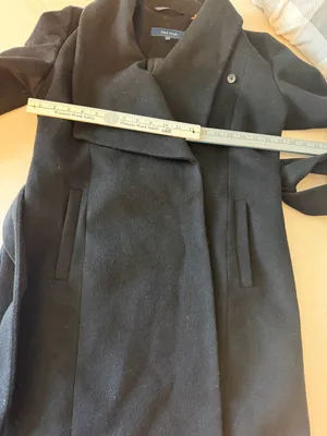 Cole Haan Black Long Sleeve Wrap Coat Dress thumbnail 6