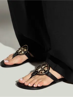 New Tory Burch Miller Gold Logo Sandals thumbnail 1