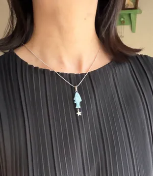 Handmade quality Czech glass fish & star boho funky fairy necklace🌀🐟💚 thumbnail 4