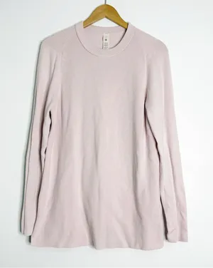 Lululemon Women’s Large Pink Ribbed Long Sleeve Crewneck Sweater thumbnail 1