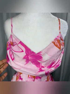 Pink Floral Maxi Dress with Spaghetti Straps thumbnail 8