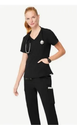 Figs • aburi black v-neck scrub top sz XS thumbnail 2