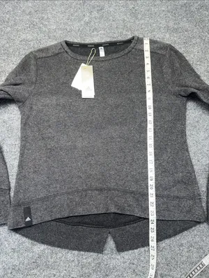 adidas Women’s Gray Heather Crewneck Fleece Pullover Sweatshirt thumbnail 4