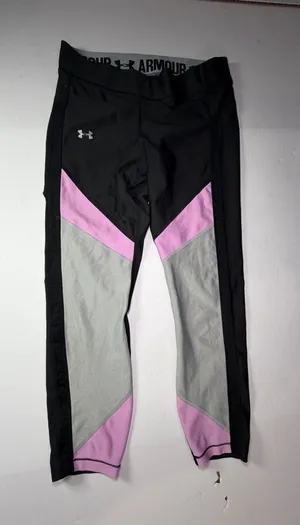 Under Armour Black Leggings with Light Gray Branded Waistband thumbnail 1