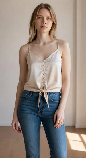 Abercrombie & Fitch Champagne Gold Satin Tie Front Cami Crop Tank Top Size Small thumbnail 1