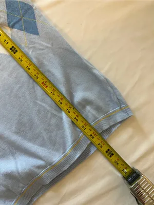 Tommy Hilfiger Light Blue Argyle V-Neck Sweater with Blue & White Diamonds thumbnail 5