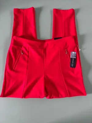 SOHO Apparel Red Slim Ankle Pants Zip Pocket Stretch Career Chic Size M NWT thumbnail 3