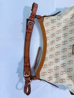 Dooney & Bourke Vintage Cream & Brown Hobo Bag thumbnail 3