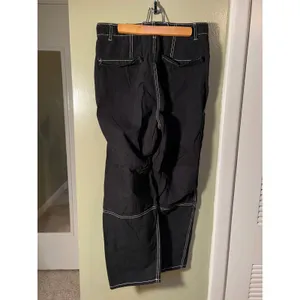 Divided H&M Women's Size 8 Contrast Stitch Baggy Fit Carpenter Jeans Black White thumbnail 6