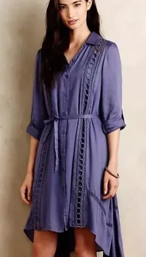 Anthropologie Vanessa Virginia Liet cutout linen shirt dress w slip thumbnail 1
