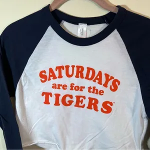 Summit Women’s Saturdays are for‎ the Tigers Baseball Tee XS Clemson Auburn thumbnail 2