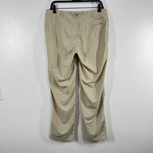 Columbia Omni-Shade Hiking‎ Pants Roll Tab Women's 10 Beige Nylon UPF Zip Pocket thumbnail 3