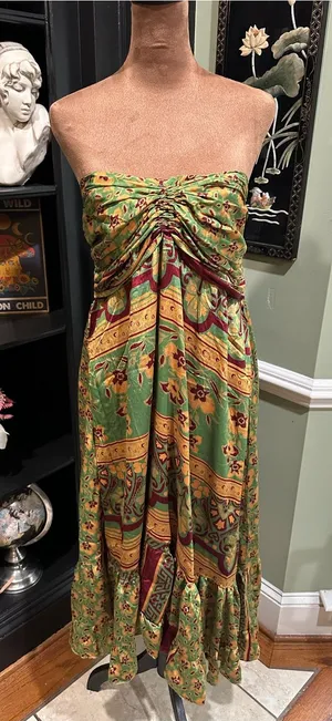 Junglee Billee Sari‑Style Strapless Maxi Dress – Free Size thumbnail 1