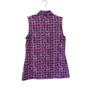J McLaughlin Sleeveless Mock Neck Geometric Print Quarter Zip Golf‎ Polo Shirt S thumbnail 2
