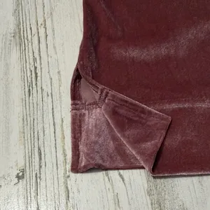 Anthropologie Krisha Mauve Velvet Mock Neck Short Sleeve Top Size Large thumbnail 5