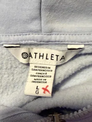 Athleta Light Blue Half-Zip Hooded Sweatshirt thumbnail 3