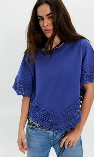 Free People Rae Crochet Sweater thumbnail 1