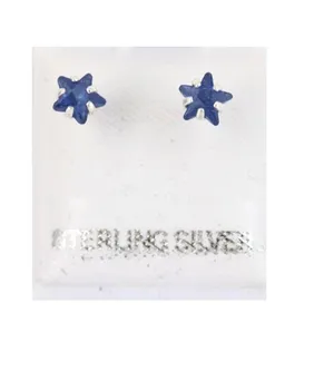 925 Sterling Silver Blue Star Earring Studs thumbnail 2