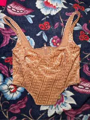 SKIMS Size Small Logo Velvet Zipper Corset Crop Top sienna AP-BUS-1511 New thumbnail 5
