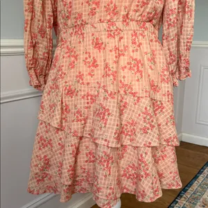 Loft Meadow Tiered Ruffle Mini Dress Sz Large Cottagecore Romantic Balletcore thumbnail 8