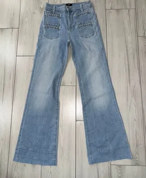 NWOT 7 For All Mankind Braided Denim‎ Flare Jeans Wide Leg Women's Size 26 Light thumbnail 1