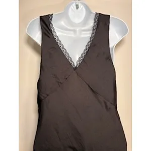 American Eagle Maxi Slip Dress Brown Lace Trim V-Neck Coquette Y2K 90s Size M thumbnail 5
