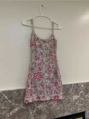 Lovers and Friends Maria Sequin Mini Dress in Silver And Pink | SIZE XS thumbnail 4