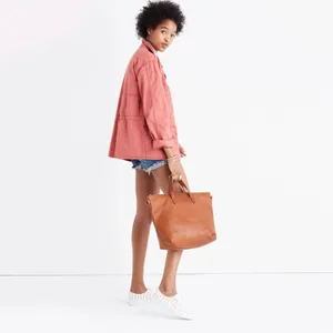 Madewell The Transport Satchel Bag Crossbody in English Saddle Leather Brown thumbnail 2