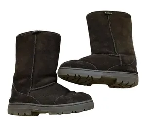 Bearpaw Brown Tall Shearling Boots‎ Brown US 6 EU 37 Suede Wool Womens thumbnail 1