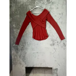 Free People Marley Off The Shoulder Ribbed Long Sleeve Top Rust Orange M New thumbnail 3