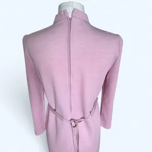 Vintage 70s Pink Sweater Dress Knit Mock Neck Sheath Retro Soft Girl Size 12 P thumbnail 5