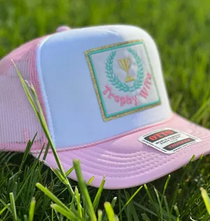 NEW Trophy wife SnapBack / trucker hat - pink and turquoise thumbnail 3