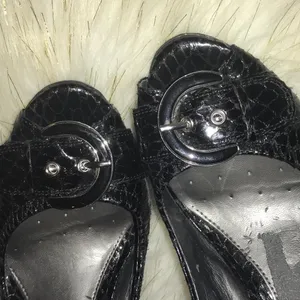 - Alfani sling back heels black buckle peep toe heels 7.5 thumbnail 4