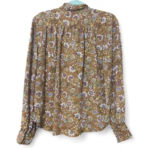 LOFT Women’s Floral Tie Neck Blouse Medium Long Sleeve Boho Cottagecore Fall Top thumbnail 3